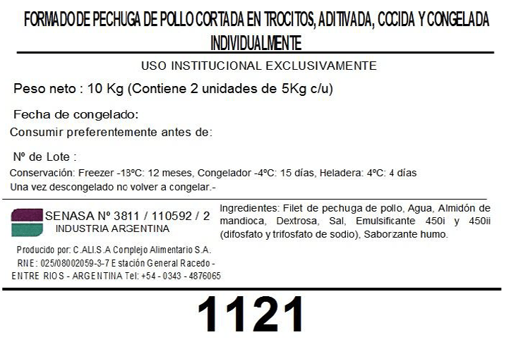 Trocitos 20x20 de Pechuga de Pollo cocida y congelada 1121 1